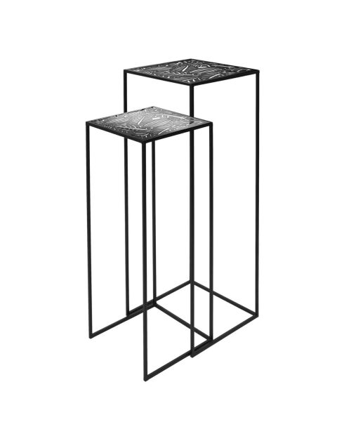 2 Sellettes Métal Gigogne Havana noires - 34x34x90 cm