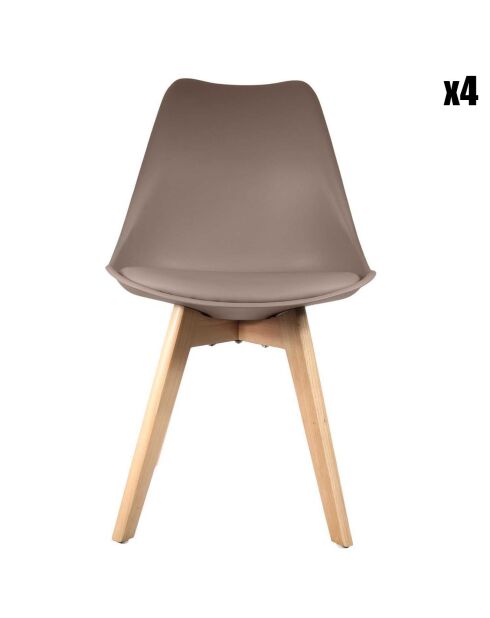 4 Chaises Scandinave marron taupe - 49x58x81.5 cm