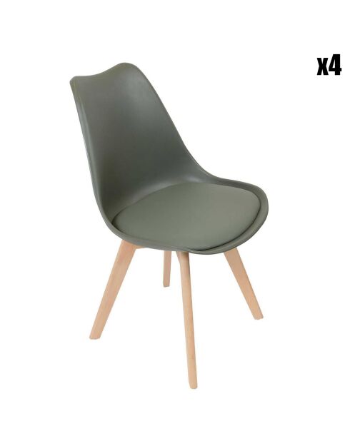 4 Chaises Scandinave vert kaki - 49x58x81.5 cm