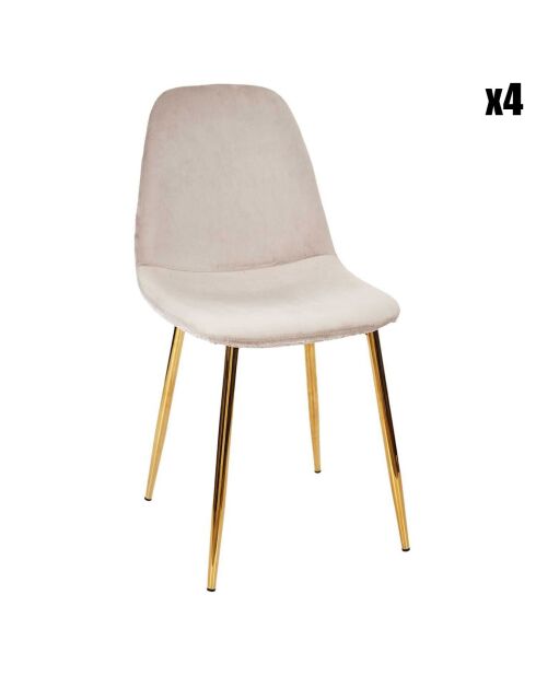 4 Chaises Pieds Dorés gris/doré - 50x44x86 cm