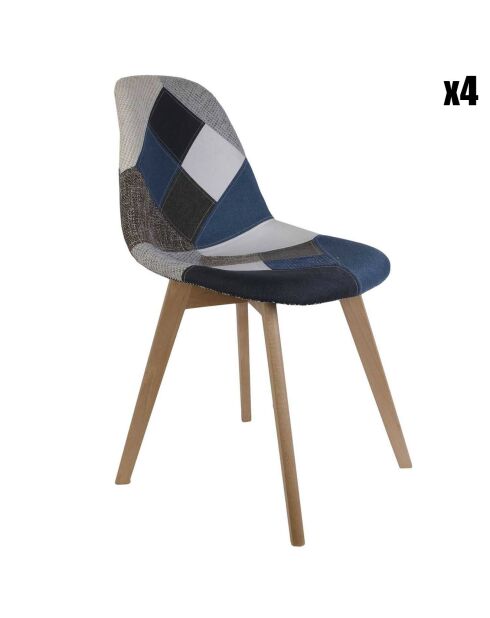 4 Chaises Patchwork multicolores - 47.3x53.5x87.3 cm