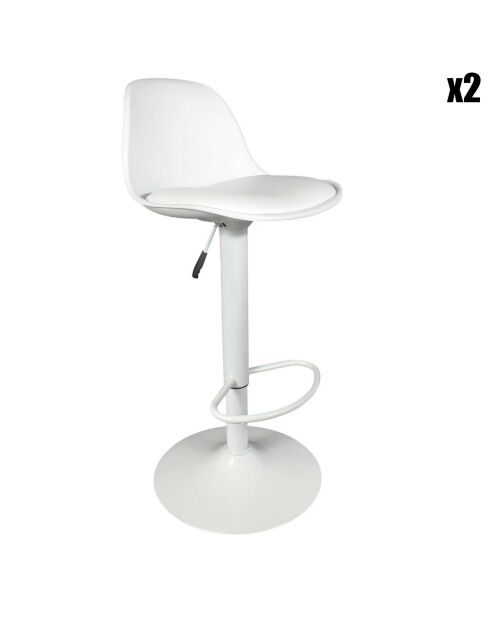 2 Tabourets de Bar Isak blancs - 38x41.5x104 cm