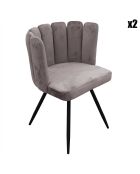 2 Chaises en Velours Ariel grises - 59.5x47.5x79 cm