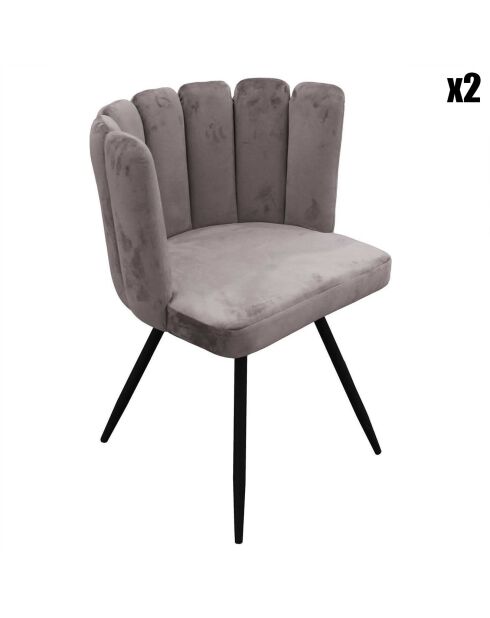 2 Chaises en Velours Ariel grises - 59.5x47.5x79 cm