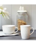 4 Mugs en grès Charme blancs - 33 cl