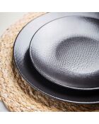 12 Assiettes plates en faïence Black Mamba noires -  D.26 cm