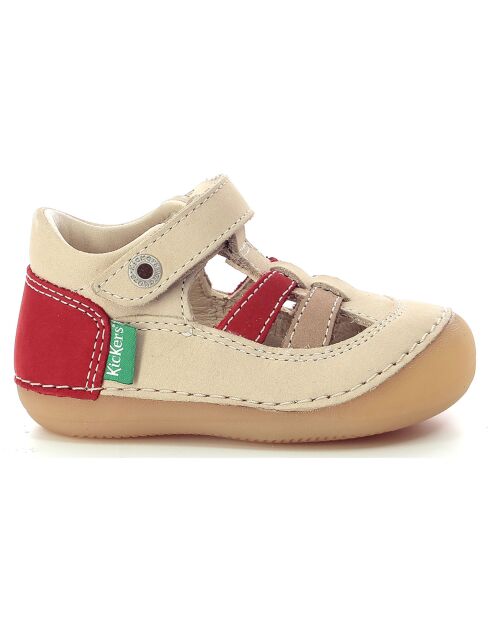 Salomés en Cuir Sushy beige/rouge