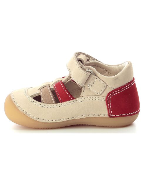 Salomés en Cuir Sushy beige/rouge