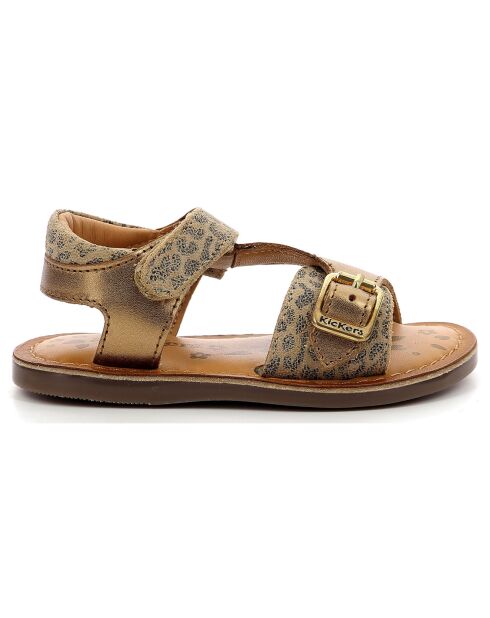 Diazza leren sandalen van brons/luipaard