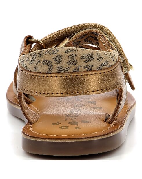 Diazza leren sandalen van brons/luipaard