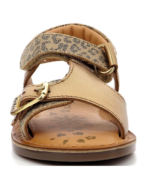 Diazza leren sandalen van brons/luipaard