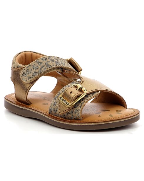 Diazza leren sandalen van brons/luipaard