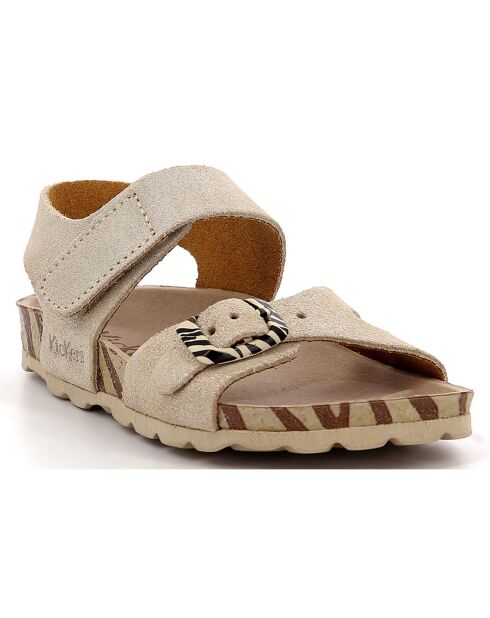 Sandales en Cuir Sunkro argenté/zèbre