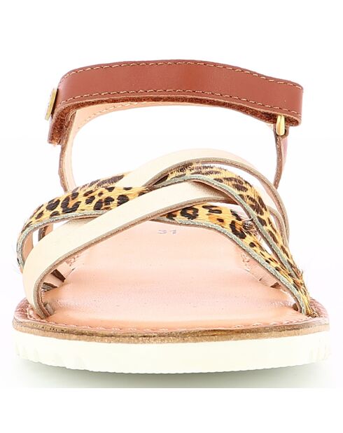 Sandales en Cuir Betternew doré/léopard