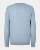 Pull en Laine, Soie & Cachemire col rond texturé bleu clair