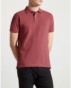 Polo Slim Fit manches courtes uni piqué rouge