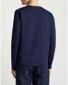 T-Shirt uni Logo Poitrine bleu marine