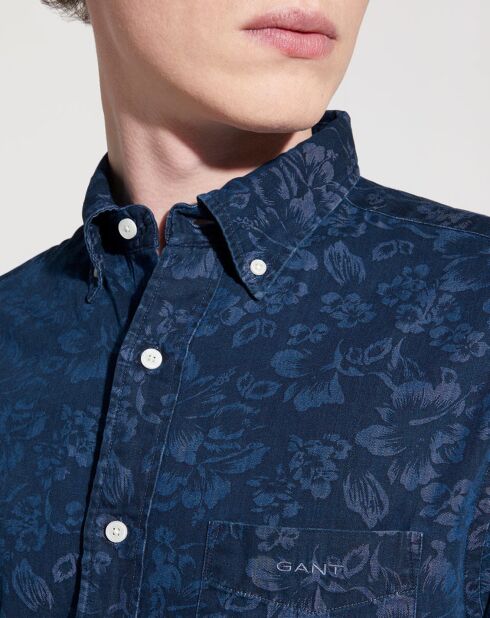 Chemise Regular Fit à fleurs bleu foncé