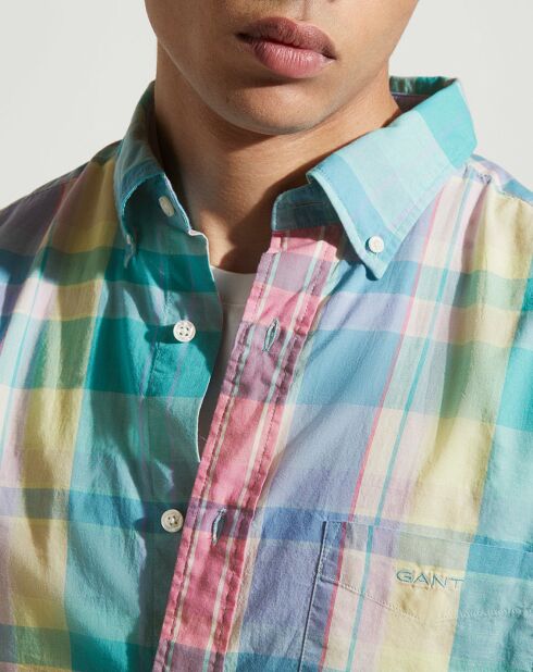 Chemise Regular Fit Madras à carreaux rose