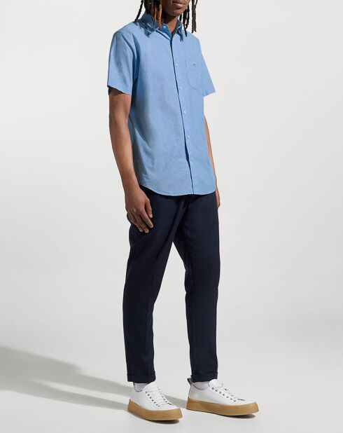 Chemise en Lin & Coton Regular Fit unie bleu ciel