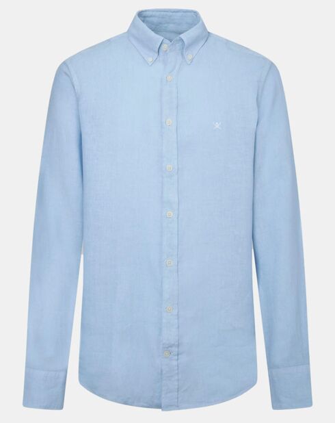 Chemise 100% Lin Slim Fit bleu ciel