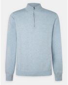 Pull en Coton & Soie col camionneur bleu moyen