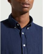 Chemise 100% Lin Slim Fit bleu foncé