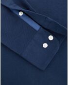 Chemise Slim Fit manches longues piquée unie bleu foncé