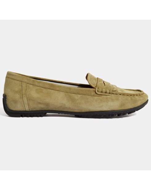 Mocassins en Velours de Cuir Kosmopolis kaki