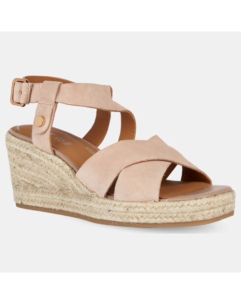 Panarea Sandalen mit Keilabsatz aus Veloursleder in Rosa — Absatz 7,5 cm
