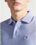 Polo Slim Fit uni piqué bleu clair