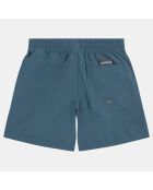 Short de bain uni liseré bleu gris