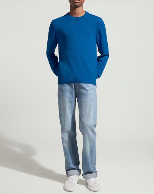 Pull en maille flammée bleu