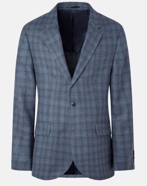 Veste en Soie & Laine Check à imprimé Prince de Galles bleu moyen