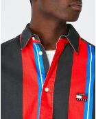 Stoer zwart/rood/blauw gestreept shirt