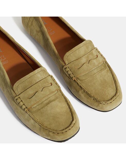 Mocassins en Velours de Cuir Kosmopolis kaki
