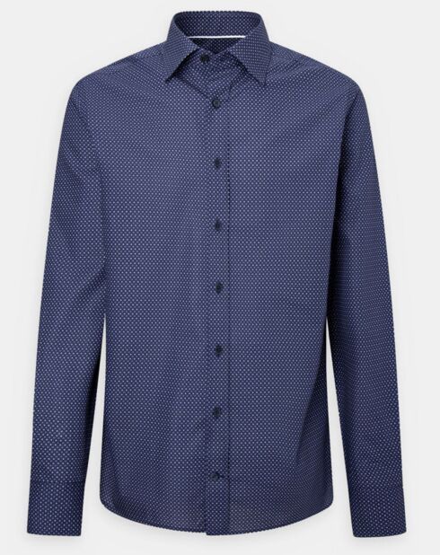 Chemise Slim Fit à micro imprimé géométrique bleue