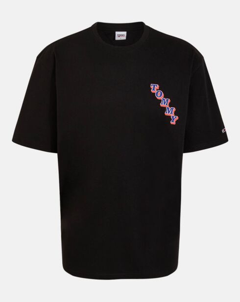 Schwarzes Skate-College-Pop-T-Shirt
