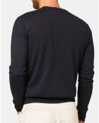 Pull en Coton & Soie col rond bleu foncé