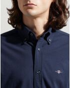 Chemise Regular Fit unie Piquée bleu foncé