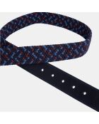 Ceinture tressée bicolore bleu/rouge