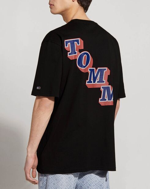 Schwarzes Skate-College-Pop-T-Shirt