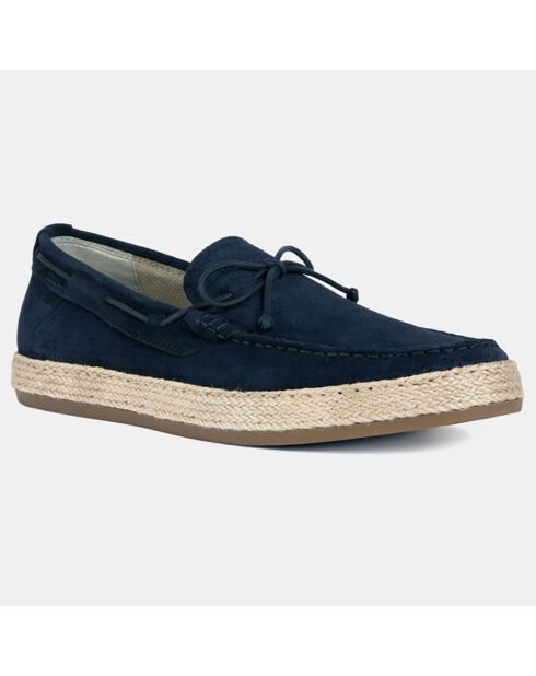 Mocassins en Velours de Cuir Pantelleria bleu marine