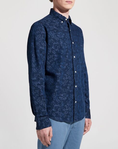Chemise Regular Fit à fleurs bleu foncé