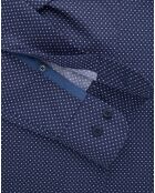 Chemise Slim Fit à micro imprimé géométrique bleue