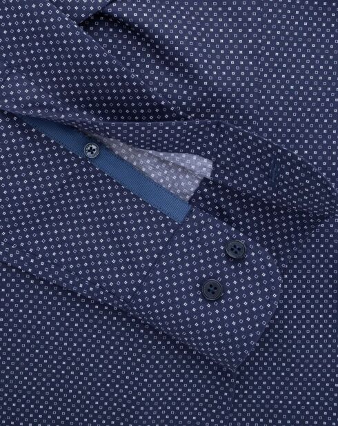 Chemise Slim Fit à micro imprimé géométrique bleue