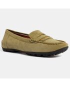 Mocassins en Velours de Cuir Kosmopolis kaki