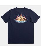 T-Shirt manches courtes soleil flamme dos bleu marine