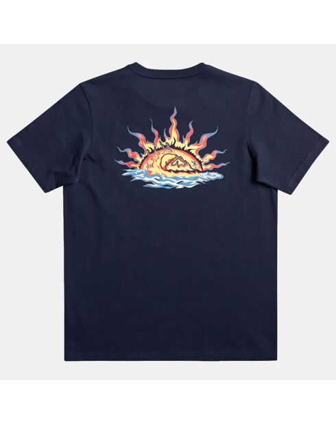 T-Shirt manches courtes soleil flamme dos bleu marine