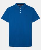 Polo Regular Fit uni piqué bleu moyen